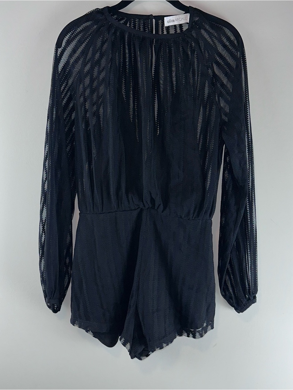 Alice McCall Talk About Playsuit Sheer Long Sleeve Black Romper Size 6
